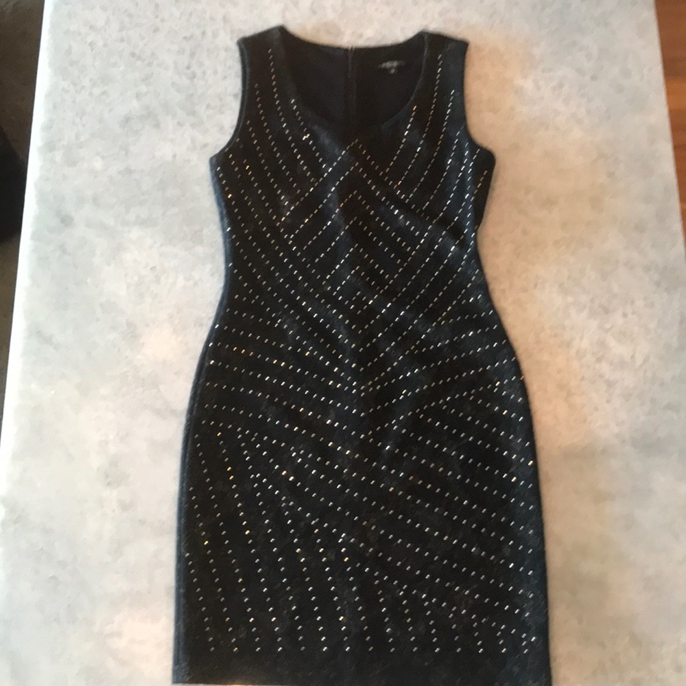 Alberto Makali Black & Gold Jacquard Dress